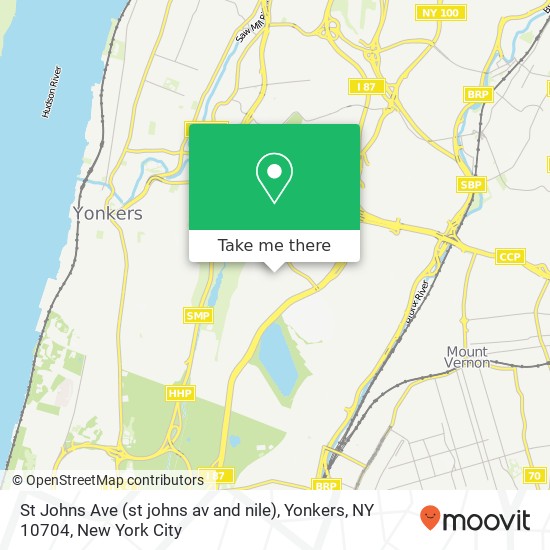 Mapa de St Johns Ave (st johns av and nile), Yonkers, NY 10704