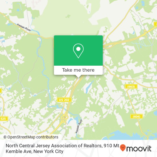 Mapa de North Central Jersey Association of Realtors, 910 Mt Kemble Ave