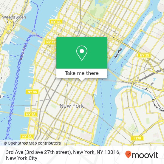 Mapa de 3rd Ave (3rd ave 27th street), New York, NY 10016
