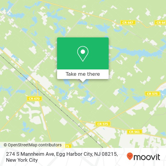 Mapa de 274 S Mannheim Ave, Egg Harbor City, NJ 08215