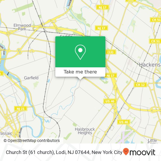 Mapa de Church St (61 church), Lodi, NJ 07644