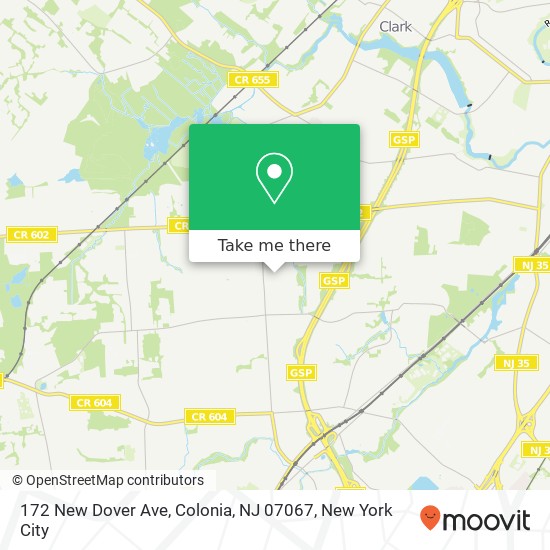 Mapa de 172 New Dover Ave, Colonia, NJ 07067