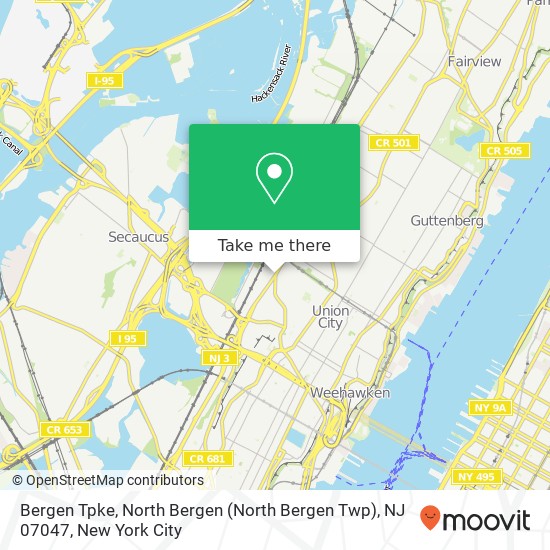 Mapa de Bergen Tpke, North Bergen (North Bergen Twp), NJ 07047