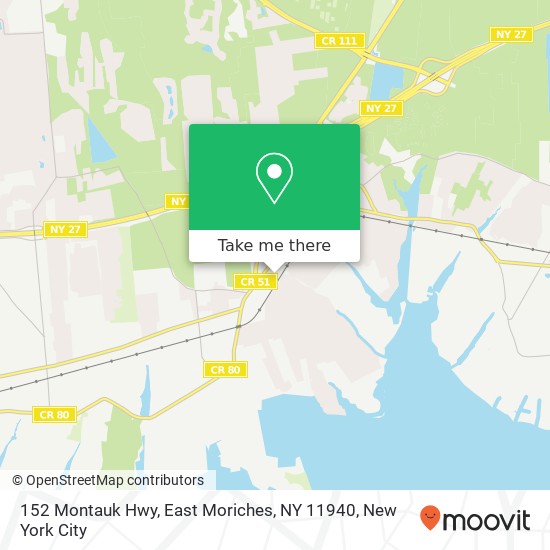 Mapa de 152 Montauk Hwy, East Moriches, NY 11940