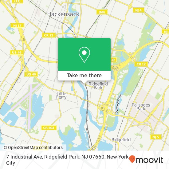 Mapa de 7 Industrial Ave, Ridgefield Park, NJ 07660
