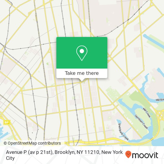 Mapa de Avenue P (av p 21st), Brooklyn, NY 11210