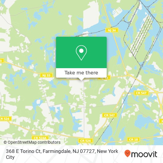 Mapa de 368 E Torino Ct, Farmingdale, NJ 07727