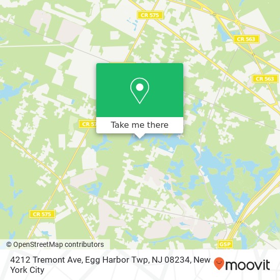 Mapa de 4212 Tremont Ave, Egg Harbor Twp, NJ 08234