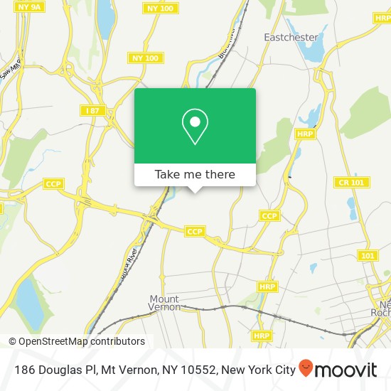 Mapa de 186 Douglas Pl, Mt Vernon, NY 10552