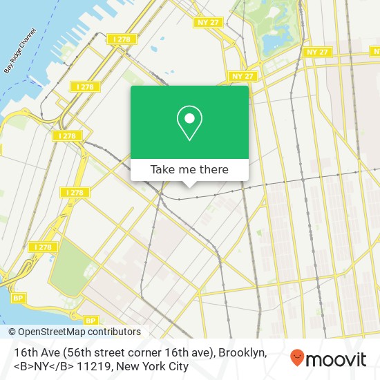 Mapa de 16th Ave (56th street corner 16th ave), Brooklyn, <B>NY< / B> 11219