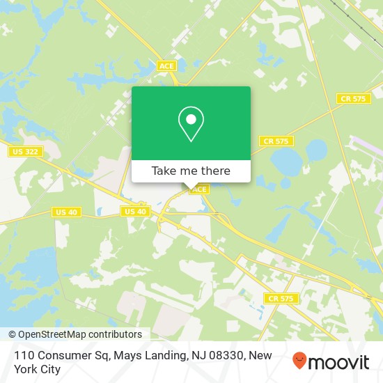 Mapa de 110 Consumer Sq, Mays Landing, NJ 08330