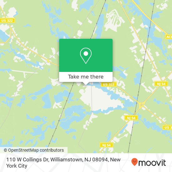 Mapa de 110 W Collings Dr, Williamstown, NJ 08094