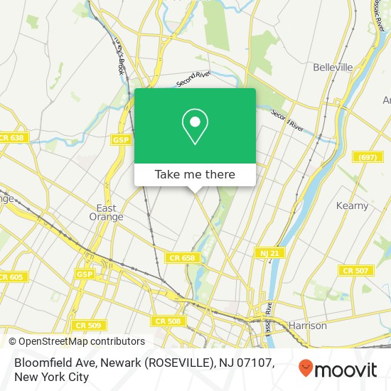 Bloomfield Ave, Newark (ROSEVILLE), NJ 07107 map