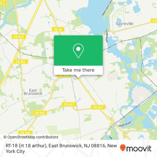 Mapa de RT-18 (rt 18 arthur), East Brunswick, NJ 08816