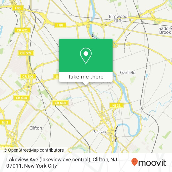 Mapa de Lakeview Ave (lakeview ave central), Clifton, NJ 07011