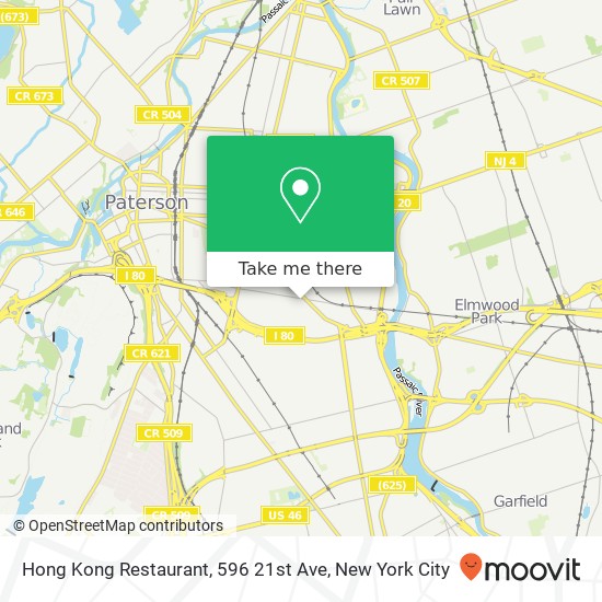 Mapa de Hong Kong Restaurant, 596 21st Ave