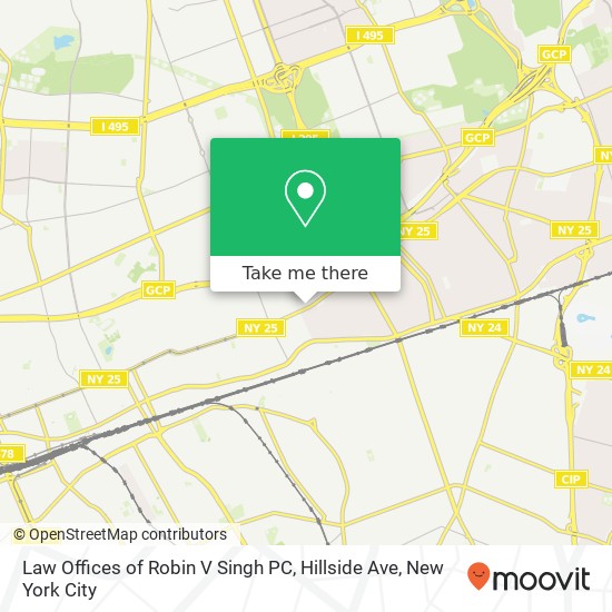 Mapa de Law Offices of Robin V Singh PC, Hillside Ave