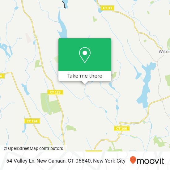 Mapa de 54 Valley Ln, New Canaan, CT 06840