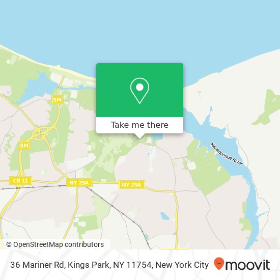 Mapa de 36 Mariner Rd, Kings Park, NY 11754