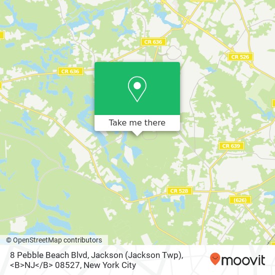 Mapa de 8 Pebble Beach Blvd, Jackson (Jackson Twp), <B>NJ< / B> 08527