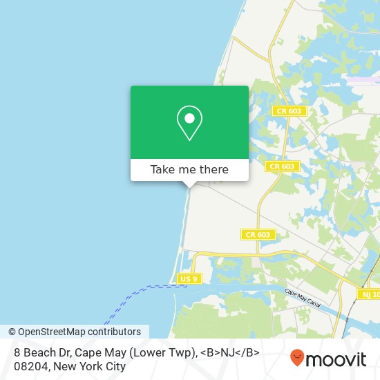 Mapa de 8 Beach Dr, Cape May (Lower Twp), <B>NJ< / B> 08204