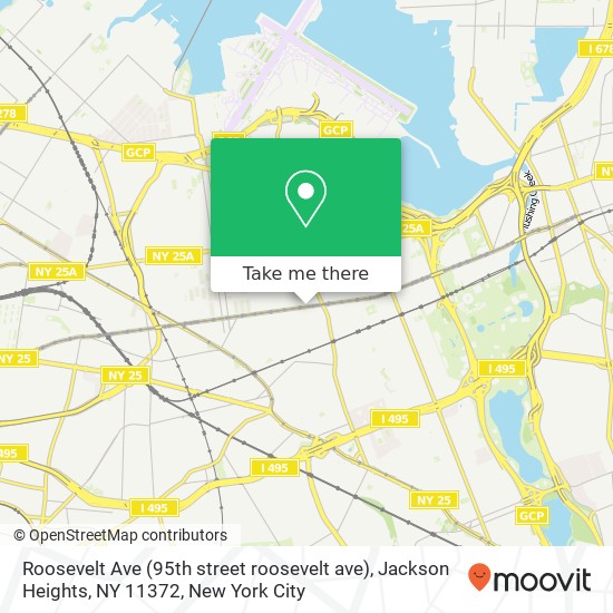 Mapa de Roosevelt Ave (95th street roosevelt ave), Jackson Heights, NY 11372