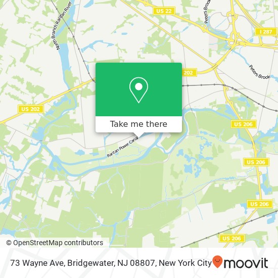 Mapa de 73 Wayne Ave, Bridgewater, NJ 08807