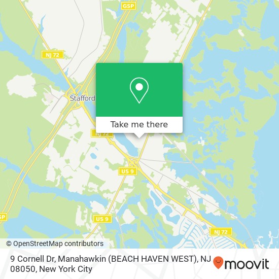 9 Cornell Dr, Manahawkin (BEACH HAVEN WEST), NJ 08050 map