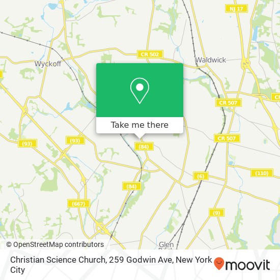 Mapa de Christian Science Church, 259 Godwin Ave
