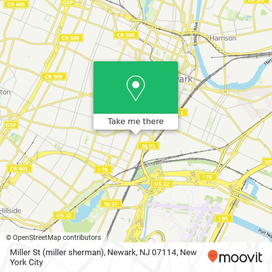 Mapa de Miller St (miller sherman), Newark, NJ 07114