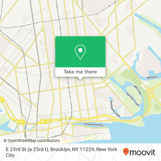 Mapa de E 23rd St (e 23rd t), Brooklyn, NY 11229