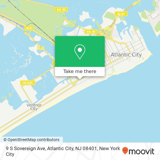 Mapa de 9 S Sovereign Ave, Atlantic City, NJ 08401