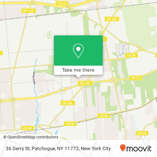 Mapa de 36 Derry St, Patchogue, NY 11772
