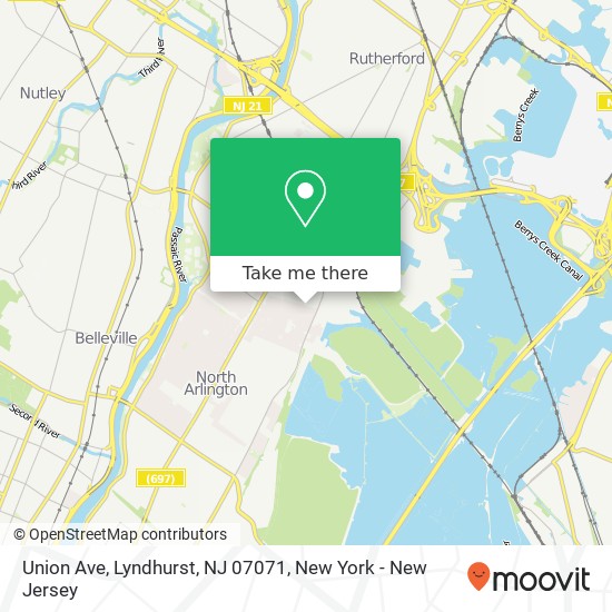 Mapa de Union Ave, Lyndhurst, NJ 07071