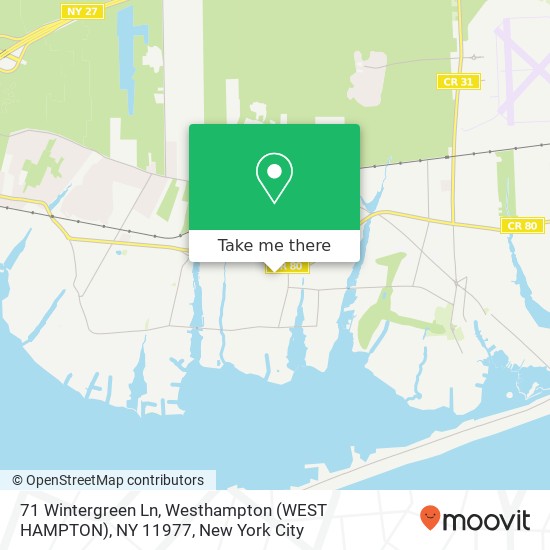 Mapa de 71 Wintergreen Ln, Westhampton (WEST HAMPTON), NY 11977