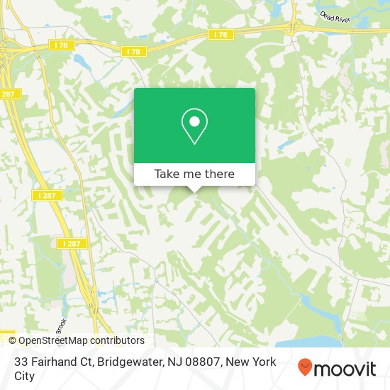 Mapa de 33 Fairhand Ct, Bridgewater, NJ 08807
