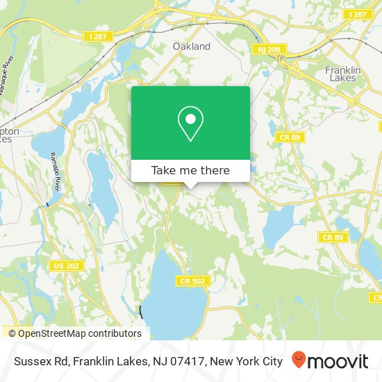 Mapa de Sussex Rd, Franklin Lakes, NJ 07417