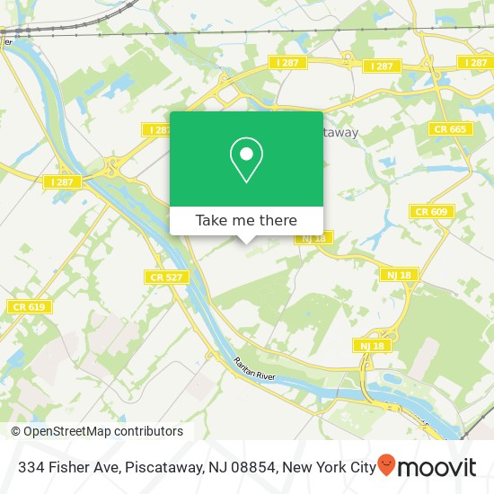 Mapa de 334 Fisher Ave, Piscataway, NJ 08854