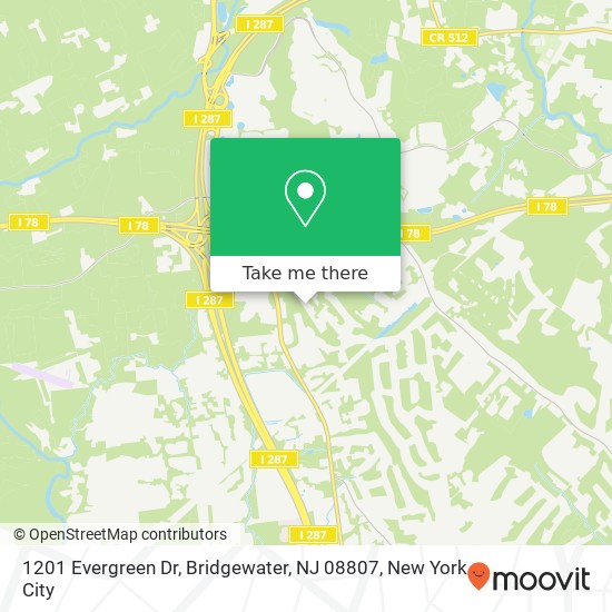 1201 Evergreen Dr, Bridgewater, NJ 08807 map