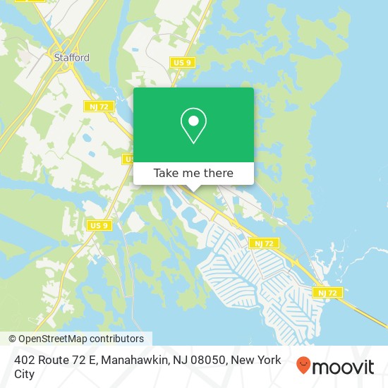 Mapa de 402 Route 72 E, Manahawkin, NJ 08050