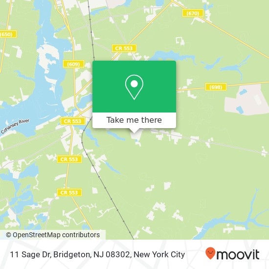 Mapa de 11 Sage Dr, Bridgeton, NJ 08302