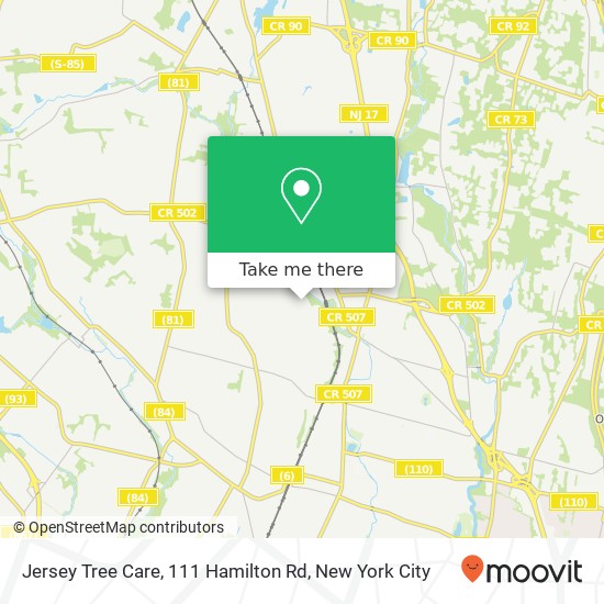 Mapa de Jersey Tree Care, 111 Hamilton Rd