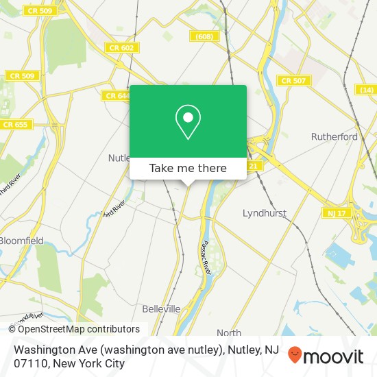 Mapa de Washington Ave (washington ave nutley), Nutley, NJ 07110