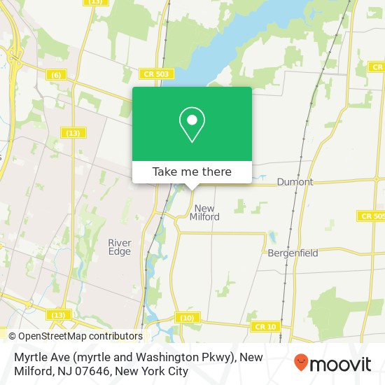 Mapa de Myrtle Ave (myrtle and Washington Pkwy), New Milford, NJ 07646