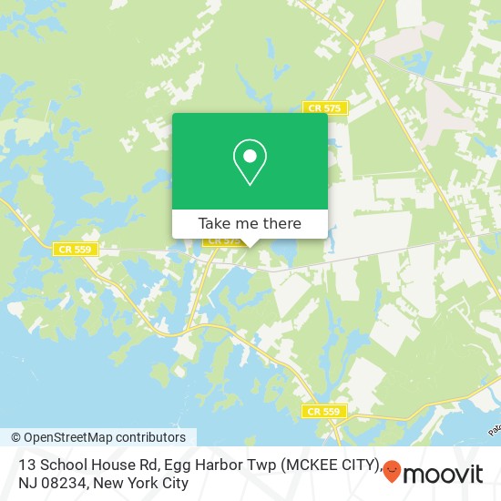 Mapa de 13 School House Rd, Egg Harbor Twp (MCKEE CITY), NJ 08234