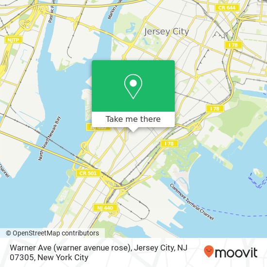 Warner Ave (warner avenue rose), Jersey City, NJ 07305 map