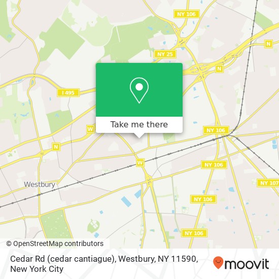 Mapa de Cedar Rd (cedar cantiague), Westbury, NY 11590