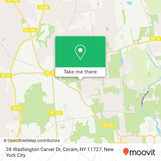 Mapa de 38 Washington Carver Dr, Coram, NY 11727