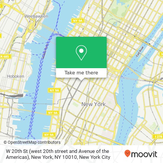 W 20th St (west 20th street and Avenue of the Americas), New York, NY 10010 map