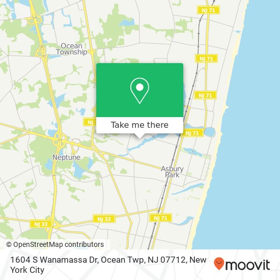 Mapa de 1604 S Wanamassa Dr, Ocean Twp, NJ 07712